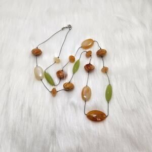 Chunky Jade Agate Beaded Statement Necklace Boho Orange